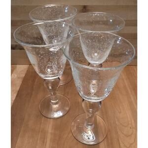 Artland Iris Clear Water Glasses Blown Bubble CLEAR Water Goblets Set of 4